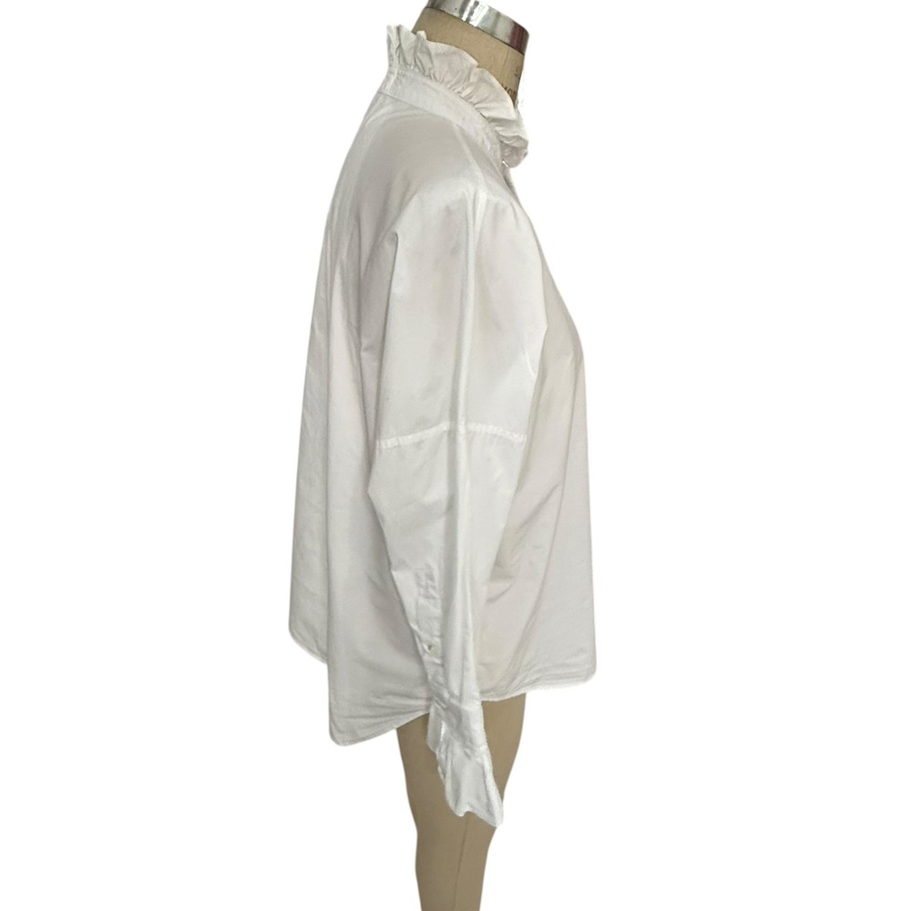 Alex Mill Easy Ruffle Shirt Womens S White Cotton Poplin Button Down Oversized - Picture 7 of 9